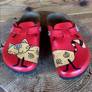 Red Cat Leather Birkenstock’s (Birki’s) clogs